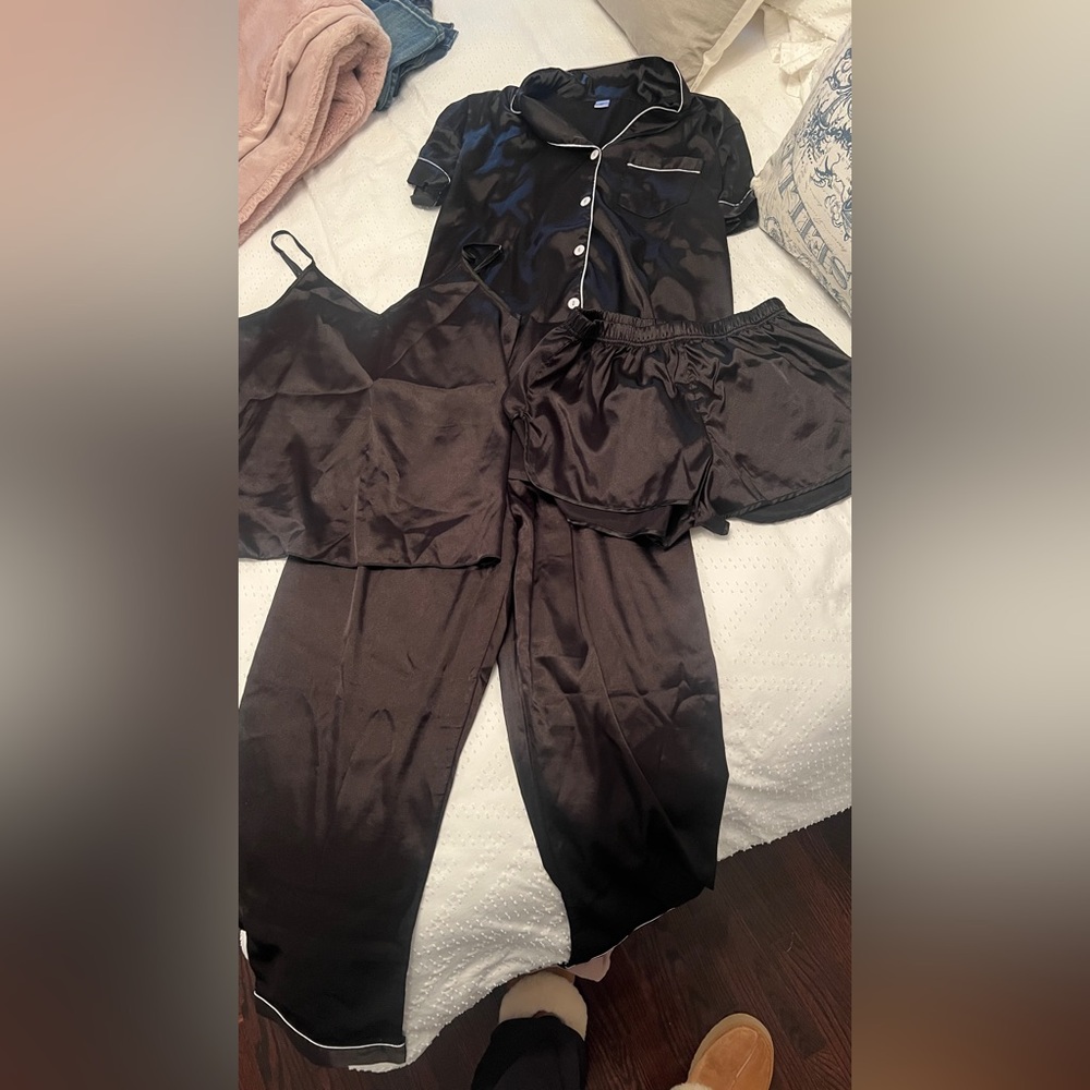 4 piece satin PJ set
